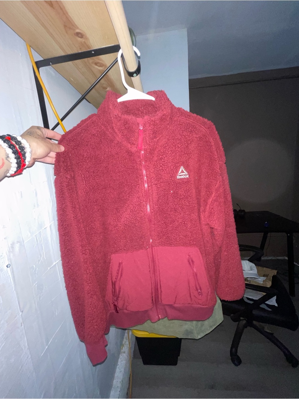 Reebok Men’s Red Sherpa Puffer Jacket